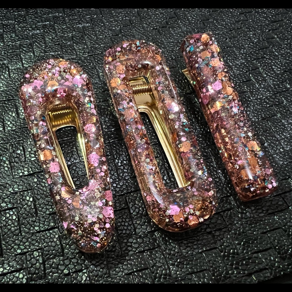Resin Barrettes - Champagne Toast